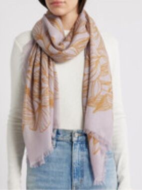 Nordstrom Cashmere & Silk Blended Floral Scarf